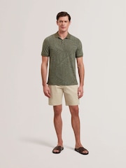 Ted Baker Green Edwine Short Sleeve Regular Leaf Print Polo Shirt - Image 2 of 6