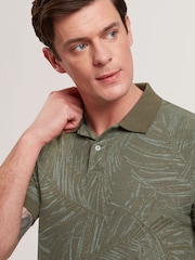 Ted Baker Green Edwine Short Sleeve Regular Leaf Print Polo Shirt - Image 3 of 6