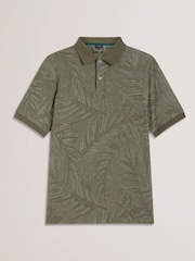 Ted Baker Green Edwine Short Sleeve Regular Leaf Print Polo Shirt - Image 5 of 6