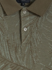 Ted Baker Green Edwine Short Sleeve Regular Leaf Print Polo Shirt - Image 6 of 6