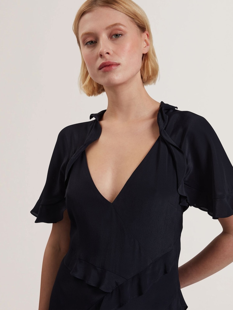 Ted Baker Jojii-Frill Detail Mini Dress with Angel Sleeve - Image 2 of 5