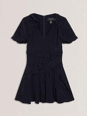 Ted Baker Jojii-Frill Detail Mini Dress with Angel Sleeve - Image 4 of 5