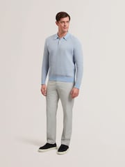 Ted Baker Grey Regular Fit Jackus Semi Plain Chino Trousers - Image 1 of 7