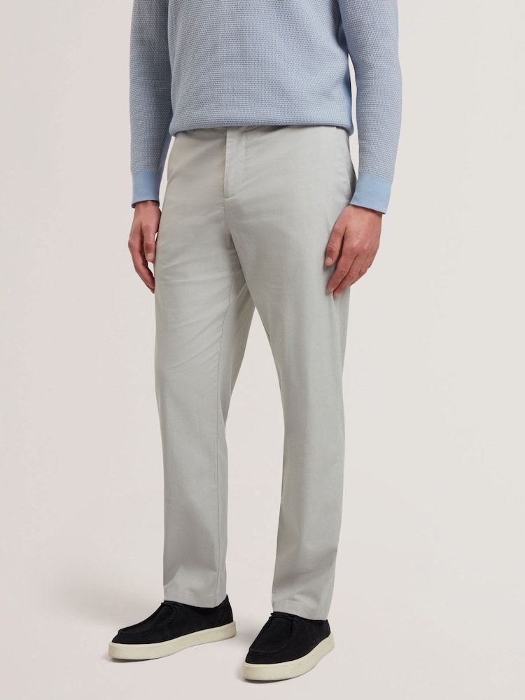 Ted Baker Grey Regular Fit Jackus Semi Plain Chino Trousers - Image 2 of 7