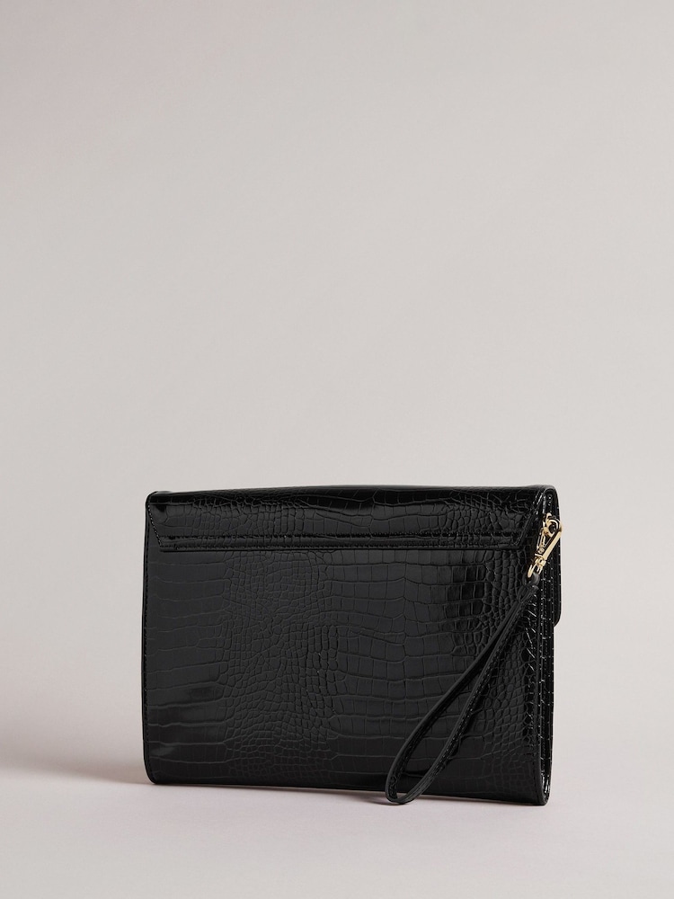 Ted Baker Black Crocey Croc Effect Envelope Pouch - Image 2 of 5
