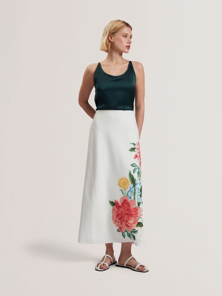 Ted Baker White Casla Printed Column Maxi Skirt - Image 1 of 6