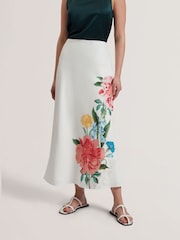 Ted Baker White Casla Printed Column Maxi Skirt - Image 2 of 6