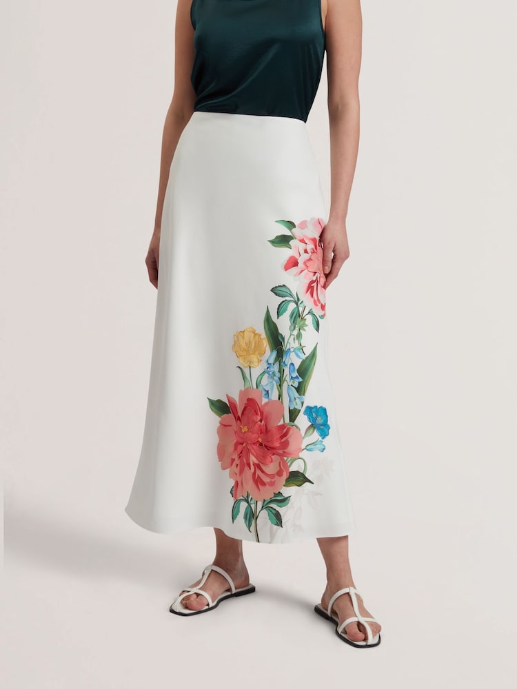 Ted Baker White Casla Printed Column Maxi Skirt - Image 2 of 6