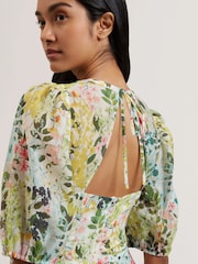 Ted Baker White Kandea Puff Sleeve Binding Detail Midi Dress - Image 3 of 6