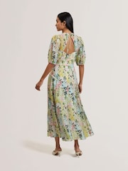 Ted Baker White Kandea Puff Sleeve Binding Detail Midi Dress - Image 4 of 6