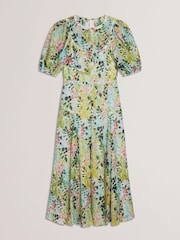 Ted Baker White Kandea Puff Sleeve Binding Detail Midi Dress - Image 5 of 6
