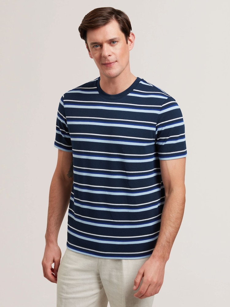 Ted Baker Blue GoranoTextured Striped T-Shirt - Image 1 of 6 Ted Baker Blue GoranoTextured Striped T-Shirt - Image 1 of 6