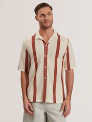 Ted Baker Cream Oversized Niks Stripe Crochet Shirt - Image 1 of 6