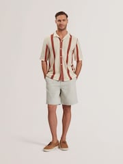 Ted Baker Cream Oversized Niks Stripe Crochet Shirt - Image 2 of 6