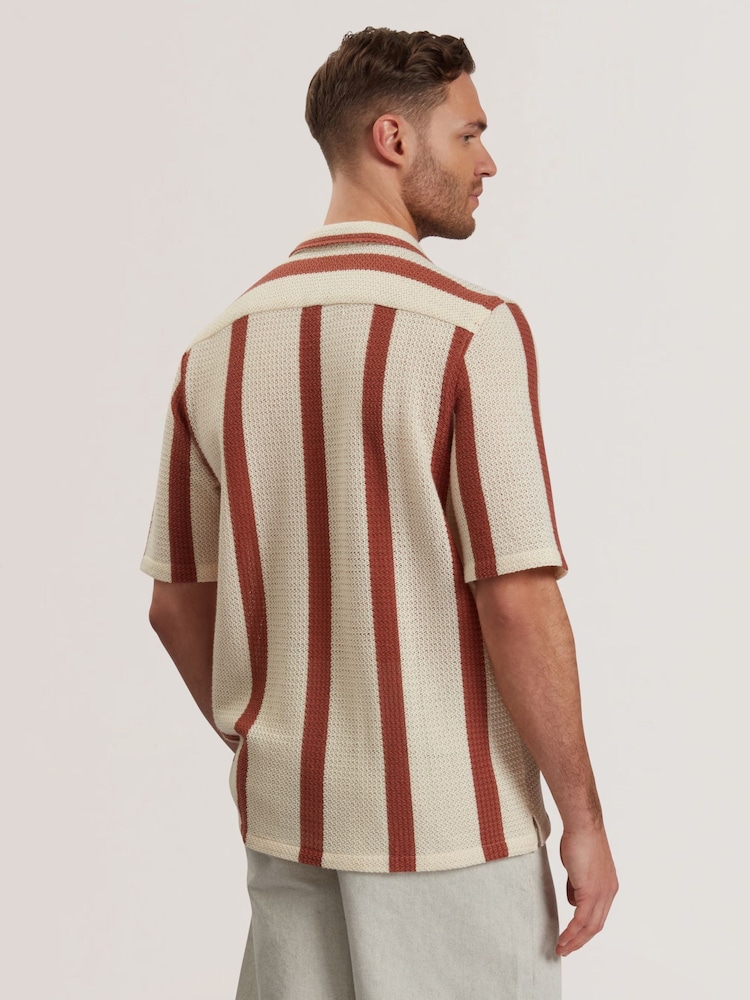 Ted Baker Cream Oversized Niks Stripe Crochet Shirt - Image 4 of 6