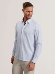 Ted Baker Blue Regular Wavey Long Sleeve Geo Print Shirt - Image 1 of 6