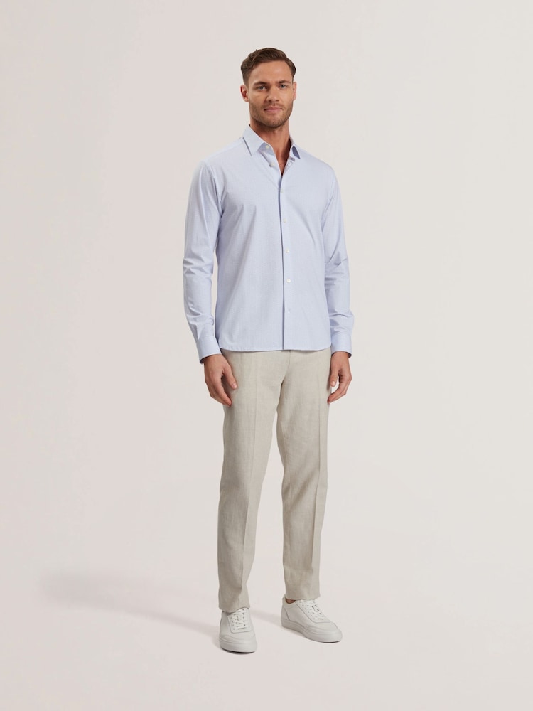 Ted Baker Blue Regular Wavey Long Sleeve Geo Print Shirt - Image 2 of 6