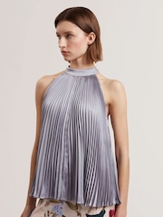 Ted Baker Purple Mamiia Super Pleated Sleeveless Top - Image 1 of 6