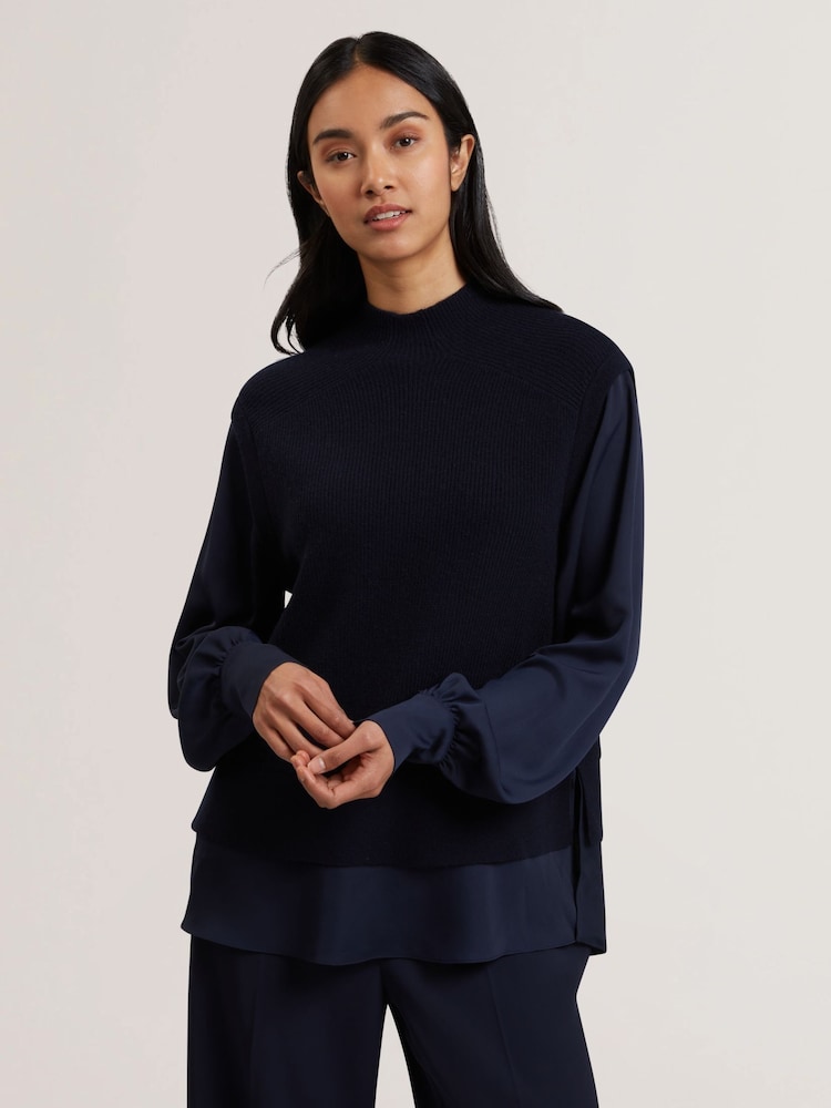 Ted Baker Blue Caycey-Raglan Detail Shirt Sleeve and Hem Tank - Image 1 of 6
