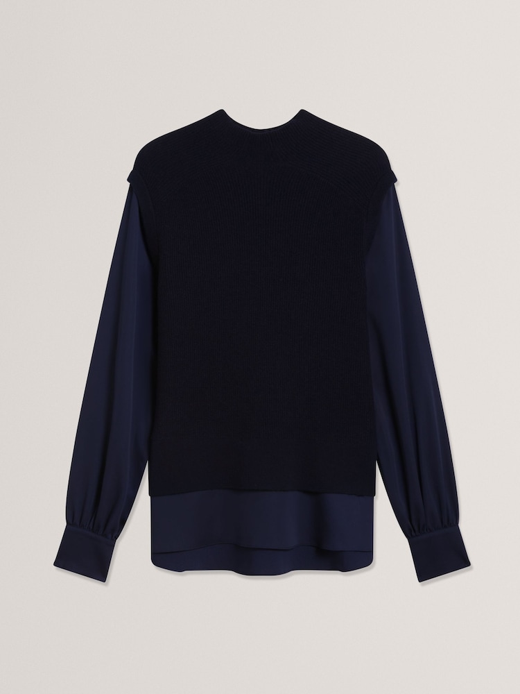 Ted Baker Blue Caycey-Raglan Detail Shirt Sleeve and Hem Tank - Image 6 of 6