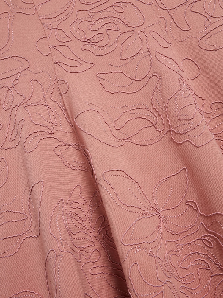Ted Baker Pink Clodaa Embroidered Ponte Mini Skater Dress - Image 2 of 5