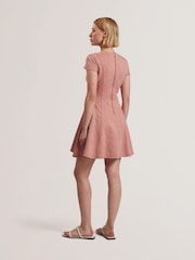 Ted Baker Pink Clodaa Embroidered Ponte Mini Skater Dress - Image 4 of 5