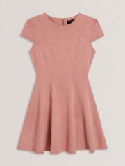 Ted Baker Pink Clodaa Embroidered Ponte Mini Skater Dress - Image 5 of 5