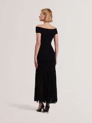 Черный - Ted Baker Suannaa Dropped Waist Knit Bodice Woven Skirt Dress - Image 2 of 5