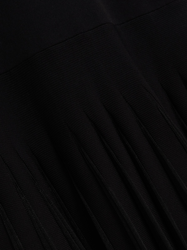 Черный - Ted Baker Suannaa Dropped Waist Knit Bodice Woven Skirt Dress - Image 5 of 5