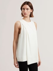 Ted Baker White Icana Drape Detail Sleeveless Top - Image 1 of 5