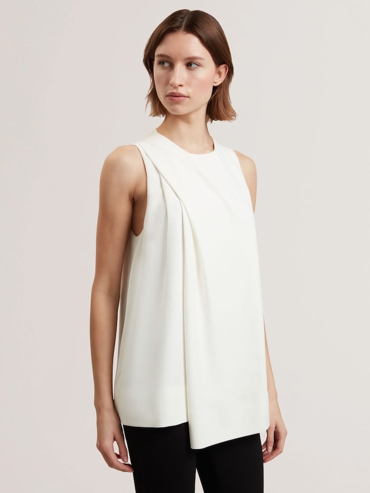 Ted Baker White Icana Drape Detail Sleeveless Top - Image 1 of 5