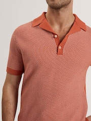 Красный - Трикотажная рубашка поло из 100% хлопка с короткими рукавами Ted Baker - Image 5 of 7