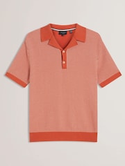 Красный - Трикотажная рубашка поло из 100% хлопка с короткими рукавами Ted Baker - Image 7 of 7