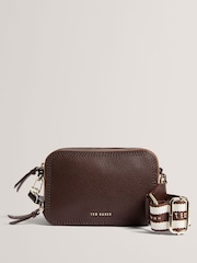 Ted Baker Chocolate Brown Willsa-Mini Webbing Leather Cross-Body Bag - Image 1 of 4