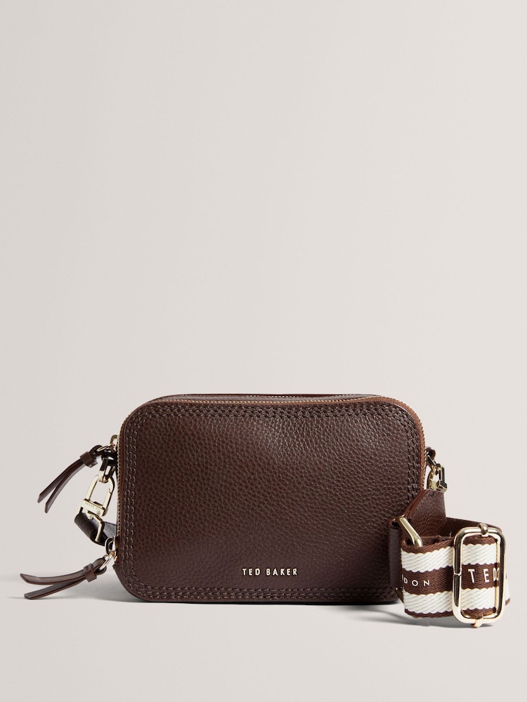 Ted Baker Chocolate Brown Willsa-Mini Webbing Leather Cross-Body Bag - Image 1 of 4