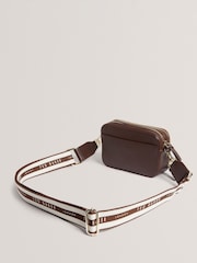 Ted Baker Chocolate Brown Willsa-Mini Webbing Leather Cross-Body Bag - Image 3 of 4