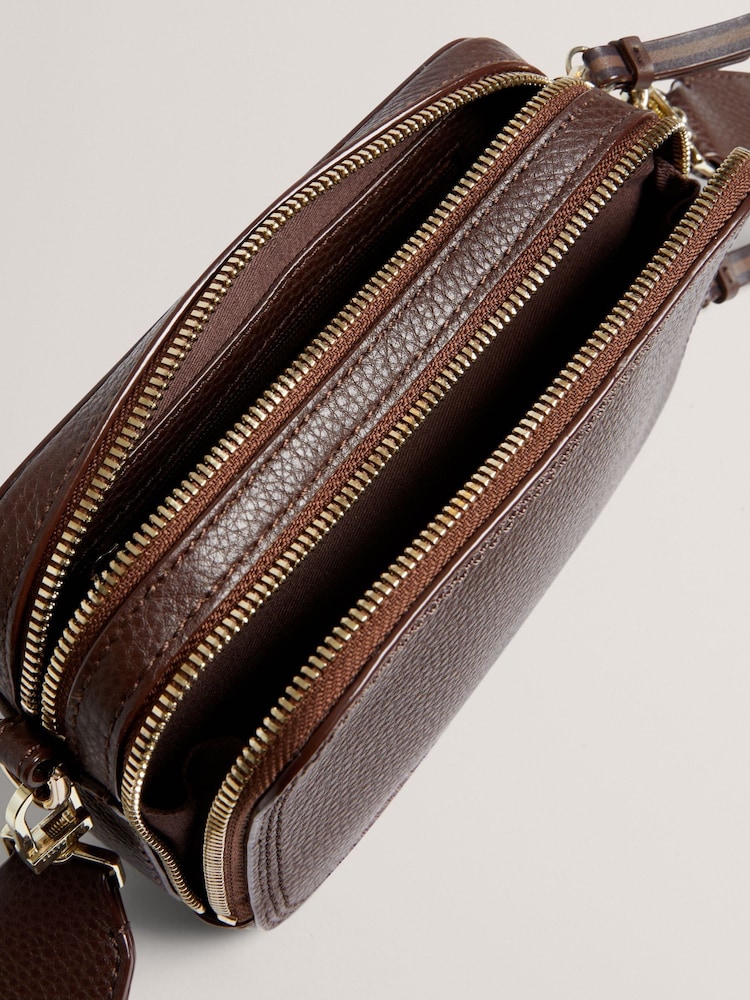 Ted Baker Chocolate Brown Willsa-Mini Webbing Leather Cross-Body Bag - Image 4 of 4