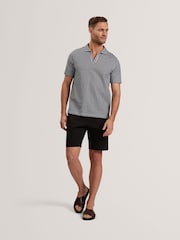 Ted Baker Blue Regular Matejo Short Sleeve Geo Open Neck Polo Shirt - Image 2 of 6