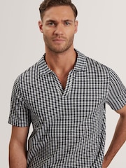 Ted Baker Blue Regular Matejo Short Sleeve Geo Open Neck Polo Shirt - Image 3 of 6