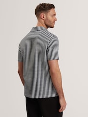 Ted Baker Blue Regular Matejo Short Sleeve Geo Open Neck Polo Shirt - Image 4 of 6