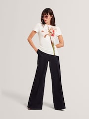 Ted Baker White Meeliee Printed Fitted T-Shirt - Image 2 of 10