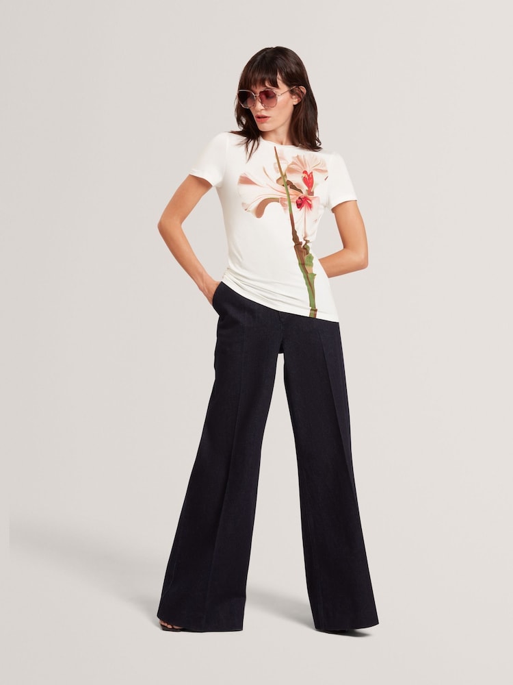 Ted Baker White Meeliee Printed Fitted T-Shirt - Image 2 of 10