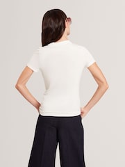 Ted Baker White Meeliee Printed Fitted T-Shirt - Image 4 of 10