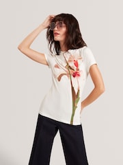 Ted Baker White Meeliee Printed Fitted T-Shirt - Image 5 of 10