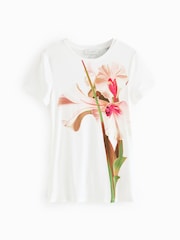 Ted Baker White Meeliee Printed Fitted T-Shirt - Image 7 of 10