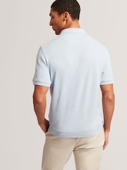 أزرق - Ted Baker Connyr Short Sleeve Regular Button Through Polo Shirt - صورة 2 من 10