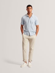 أزرق - Ted Baker Connyr Short Sleeve Regular Button Through Polo Shirt - صورة 3 من 10