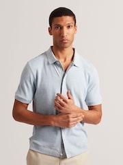 أزرق - Ted Baker Connyr Short Sleeve Regular Button Through Polo Shirt - صورة 4 من 10