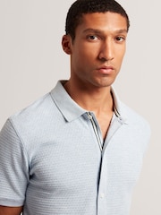 أزرق - Ted Baker Connyr Short Sleeve Regular Button Through Polo Shirt - صورة 5 من 10
