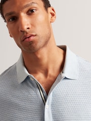 أزرق - Ted Baker Connyr Short Sleeve Regular Button Through Polo Shirt - صورة 6 من 10